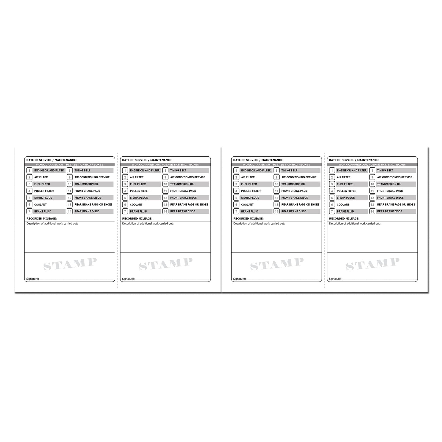 Vehicle Service Schedule & Maintenance Record Log | A5 | Blank Replacement Service History Book | 24 Service Logs | 120gsm Paper
