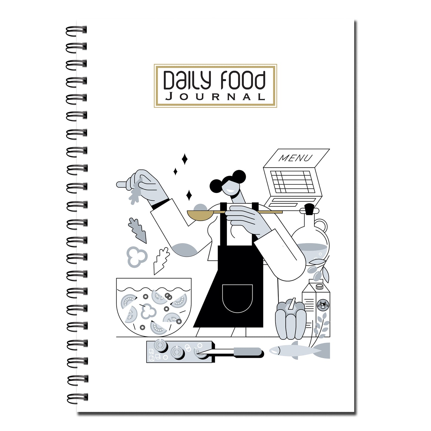 Designer Daily Food Journal A5 120gsm 50 double sided pages Wirobound