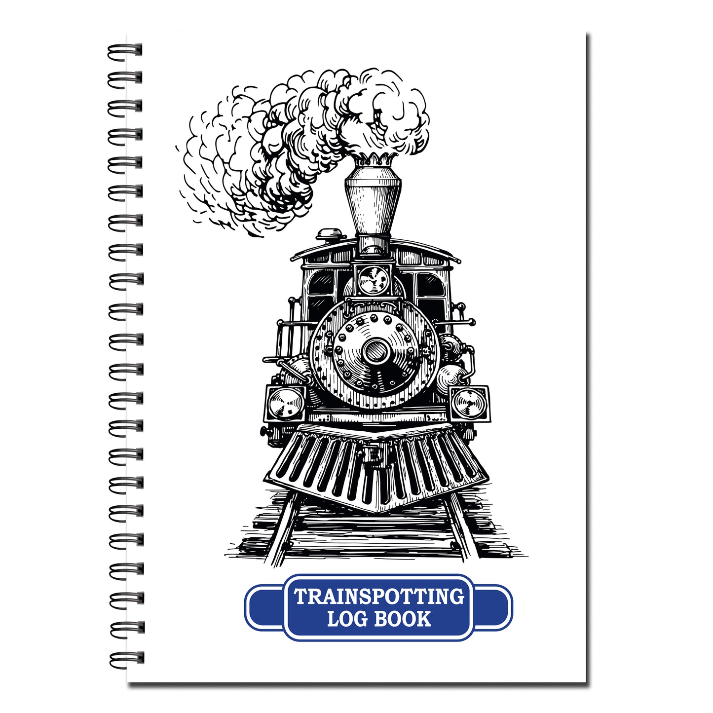 Train Spotting Log Book | A5 (148mm x 210mm) | 50 double sided pages on 120gsm | Split Wirobound