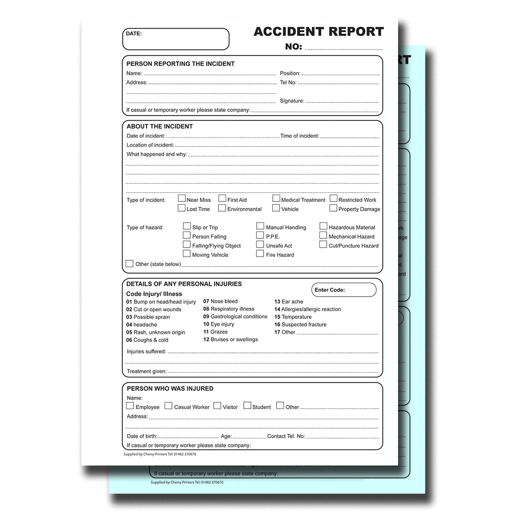 NCR Accident Report Book A5 Duplicate