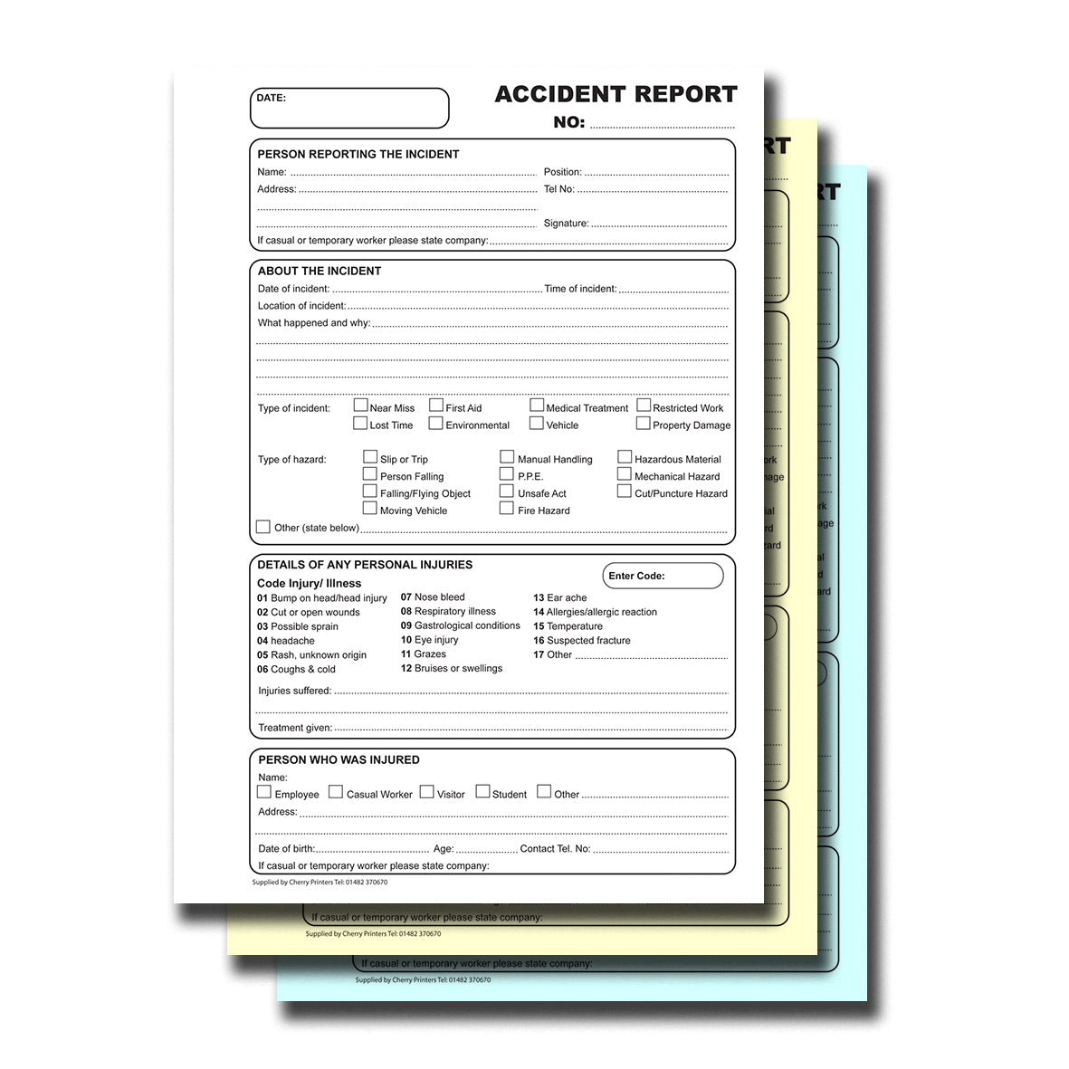 NCR Accident Report Book A5 Triplicate