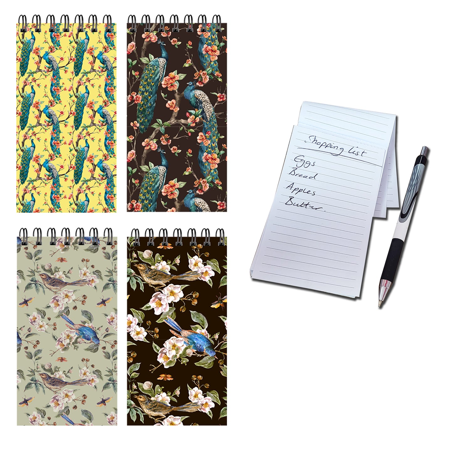 Designer Range Pocket Notebook | Shopping List | 74mm x 140mm | 80gsm | 75 double sided pages Wirobound
