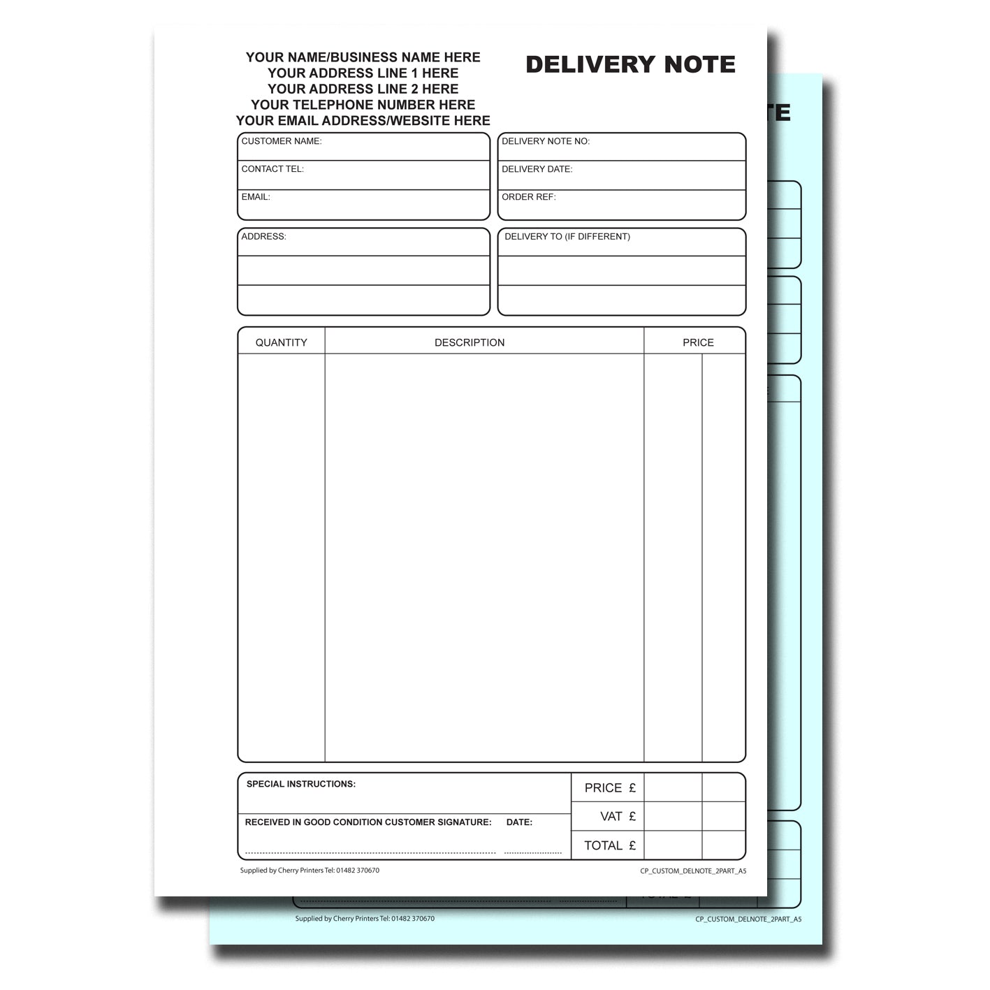 NCR *CUSTOM* Delivery Note Duplicate Book A5 | 4 Book Pack