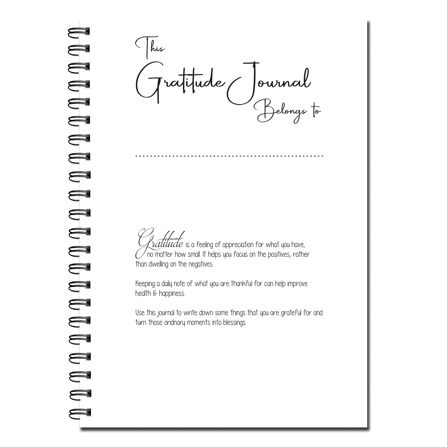 Daily Gratitude Journal | Thankful | Grateful | A5 wirobound book | 1 Full Year | 53 pages printed to both sides on quality 120gsm