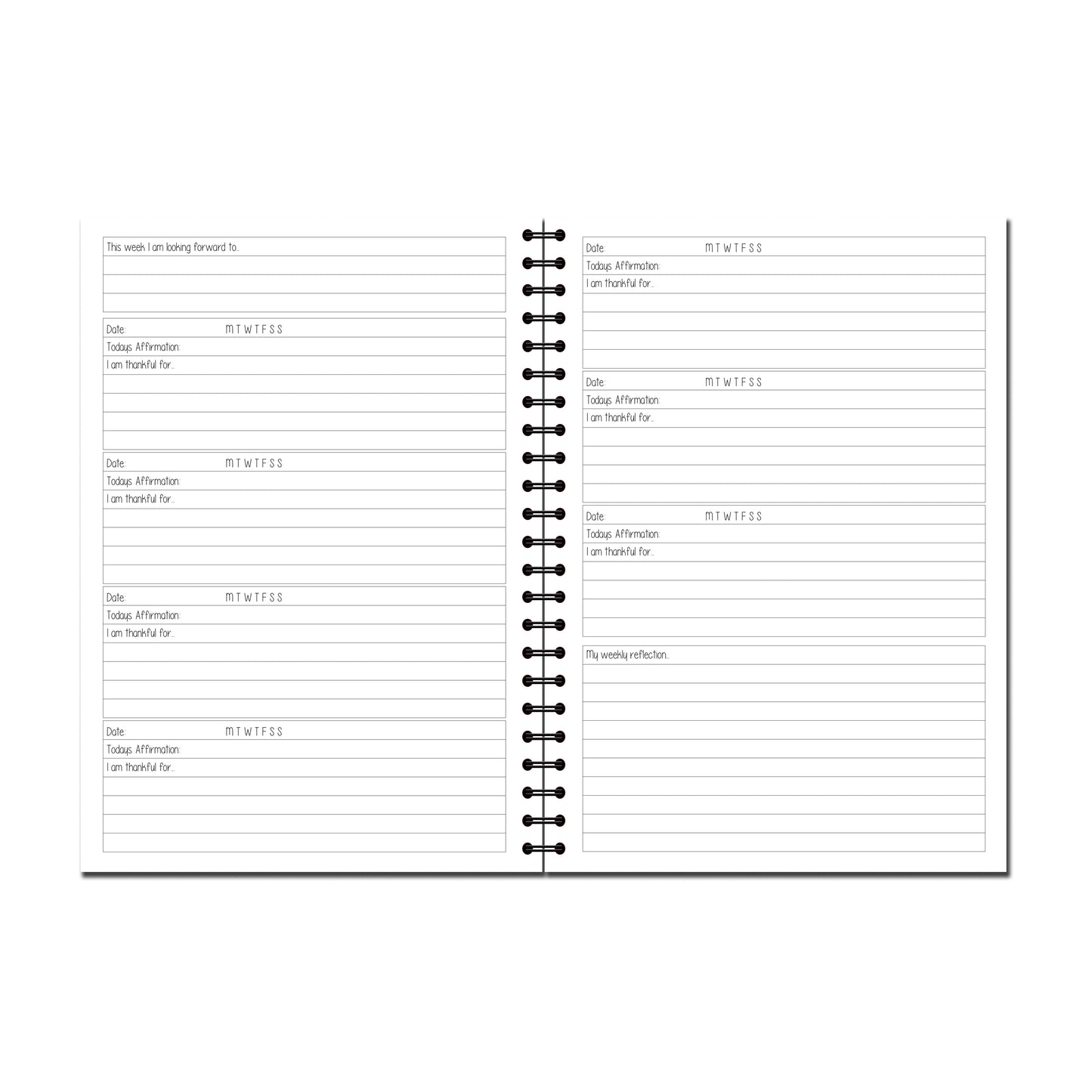 Daily Gratitude Journal | Thankful | Grateful | A5 wirobound book | 1 Full Year | 53 pages printed to both sides on quality 120gsm