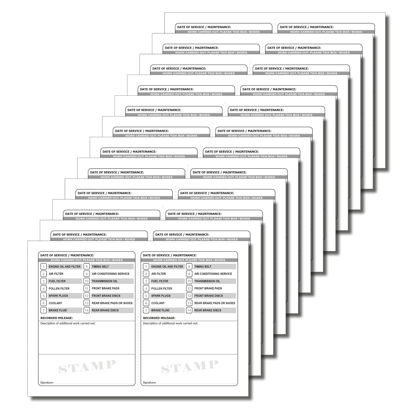 Vehicle Service Schedule & Maintenance Record Log | A5 | Blank Replacement Service History Book | 24 Service Logs | 120gsm Paper