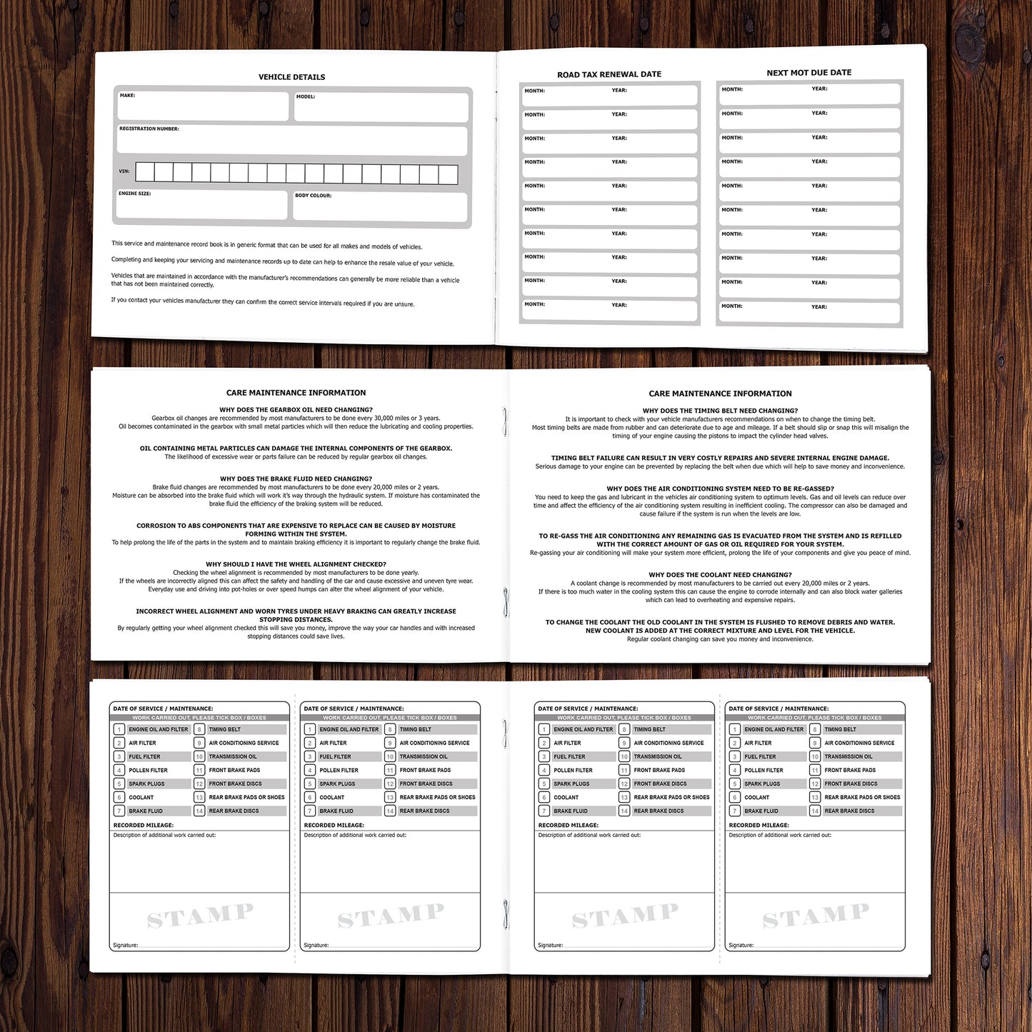 Vehicle Service Schedule & Maintenance Record Log | A5 | Blank Replacement Service History Book | 24 Service Logs | 120gsm Paper