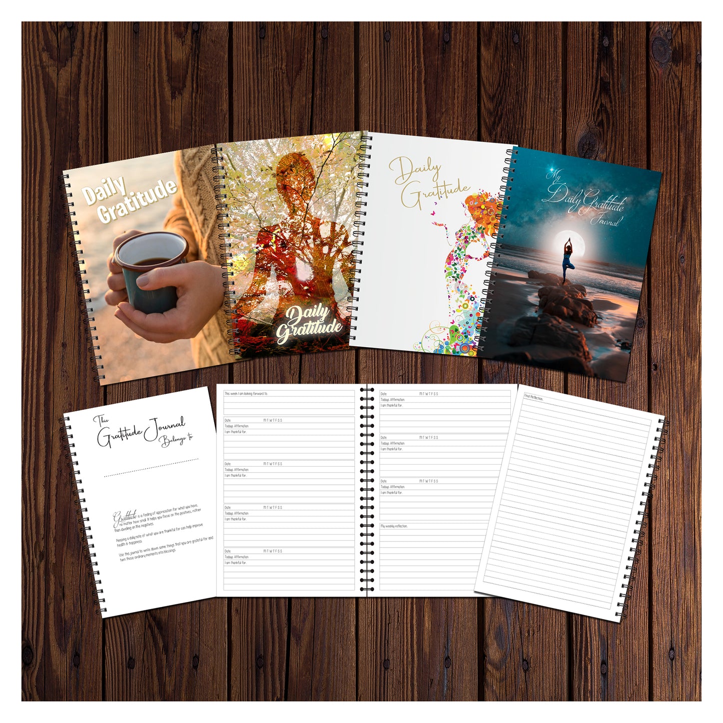 Daily Gratitude Journal | Thankful | Grateful | A5 wirobound book | 1 Full Year | 53 pages printed to both sides on quality 120gsm