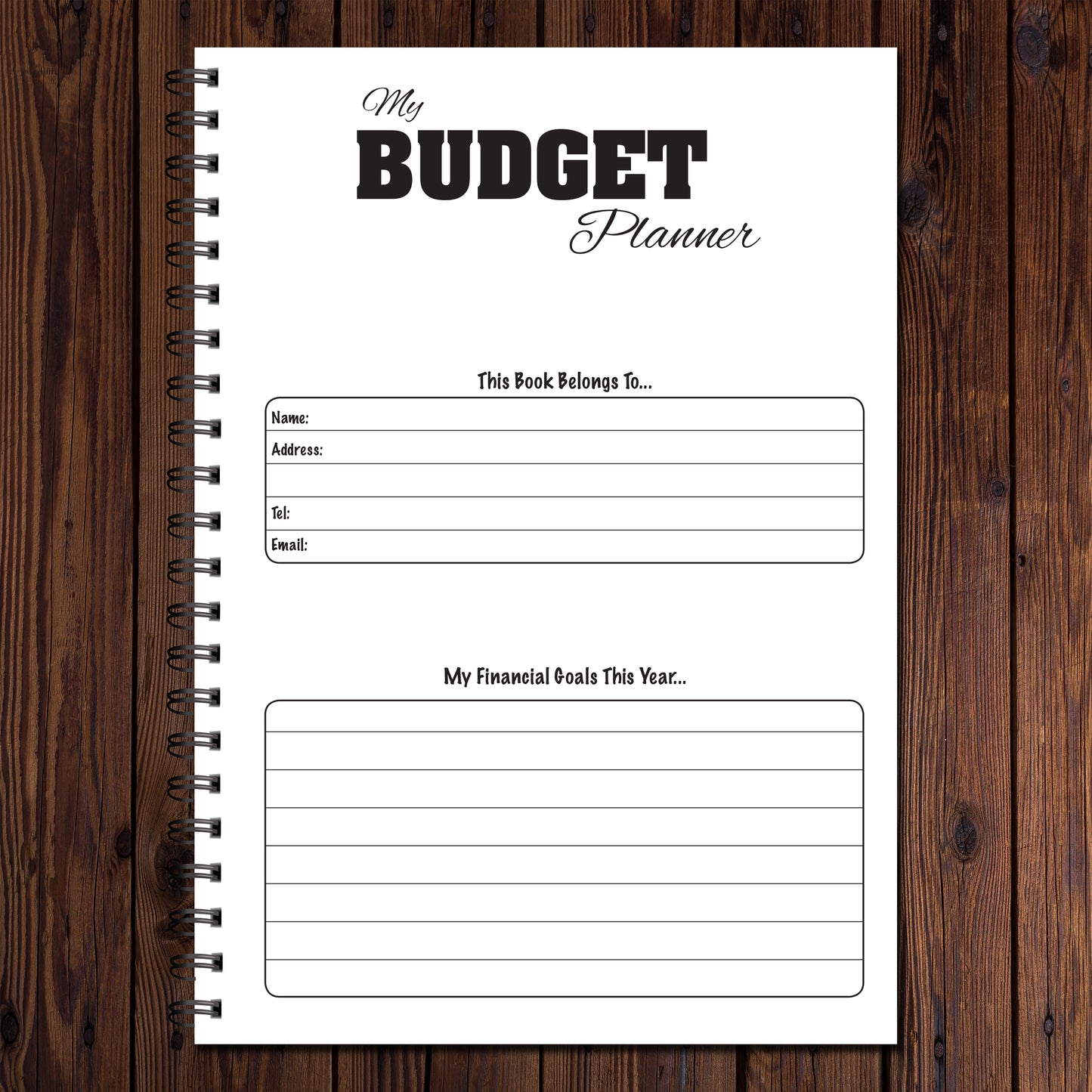 Budget Planner | Finance Tracker | Annual Undated | A5 (148mm x 210mm) | 50 double sided pages on 120gsm | Split Wirobound