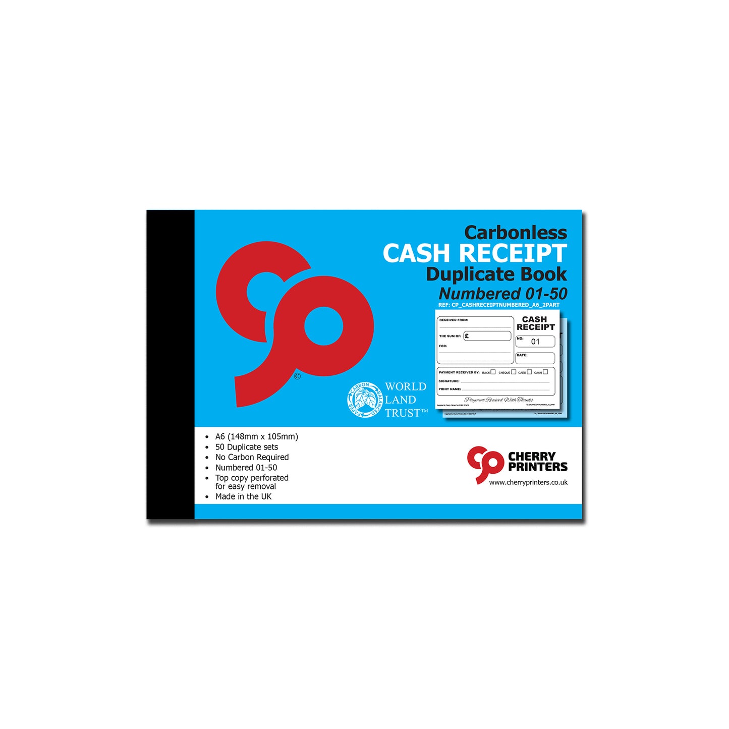 NCR Cash Receipt Numbered 1-50 Duplicate Book A6