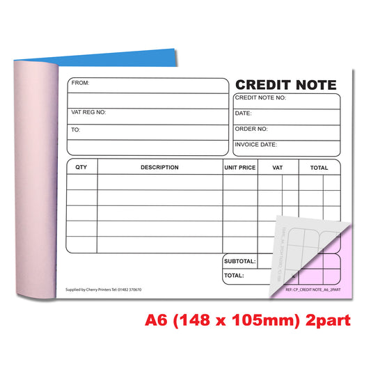 NCR Credit Note Duplikat Buch A6