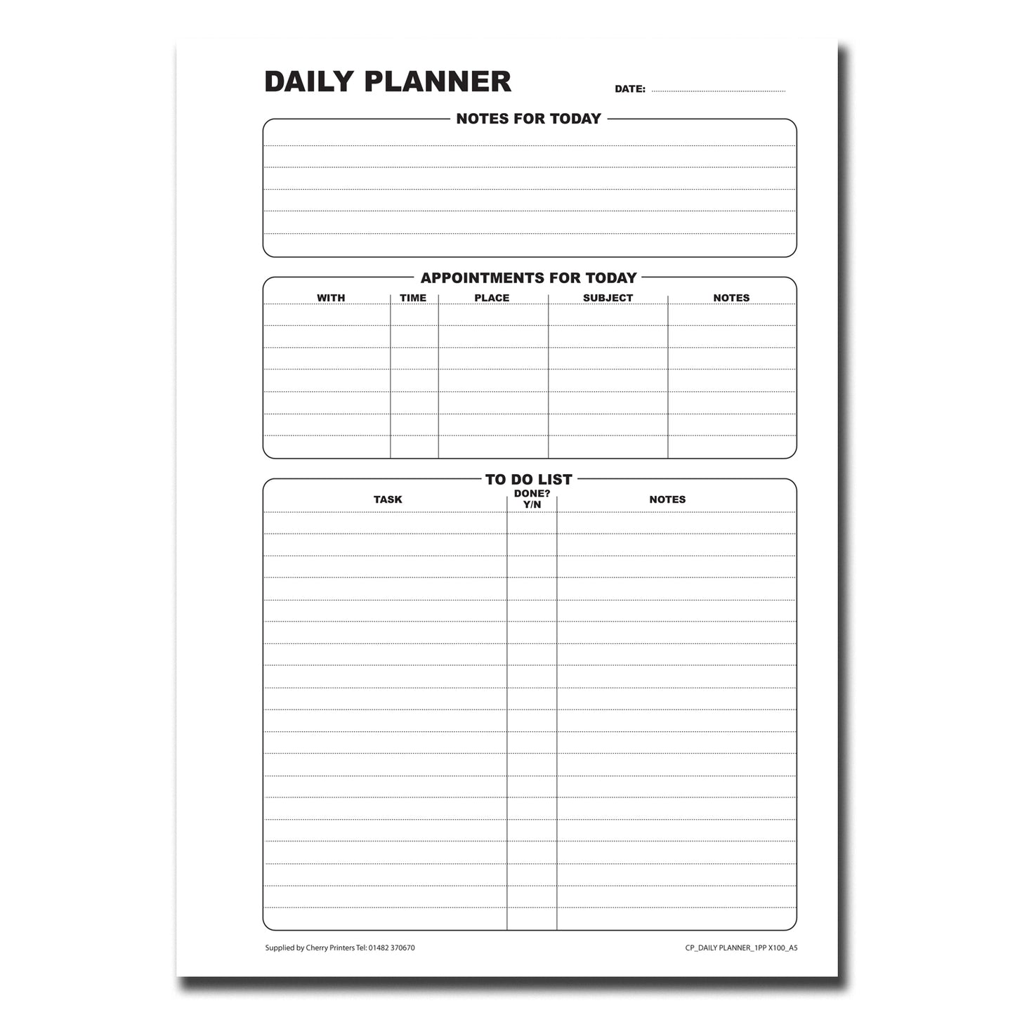 Daily Planner Book A5 100pages 80gsm