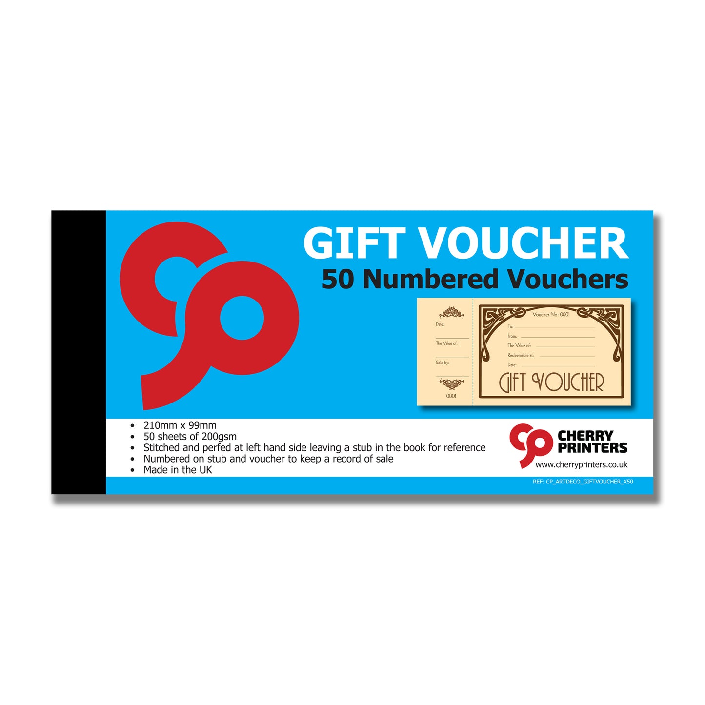 Art Deco Gift Voucher Book 99mm x 210mm with FREE A4 POSTER