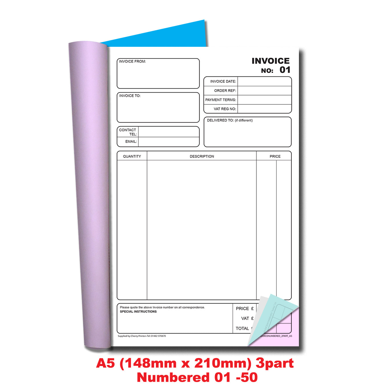 NCR Invoice Triplicate Book A5 nummeriert