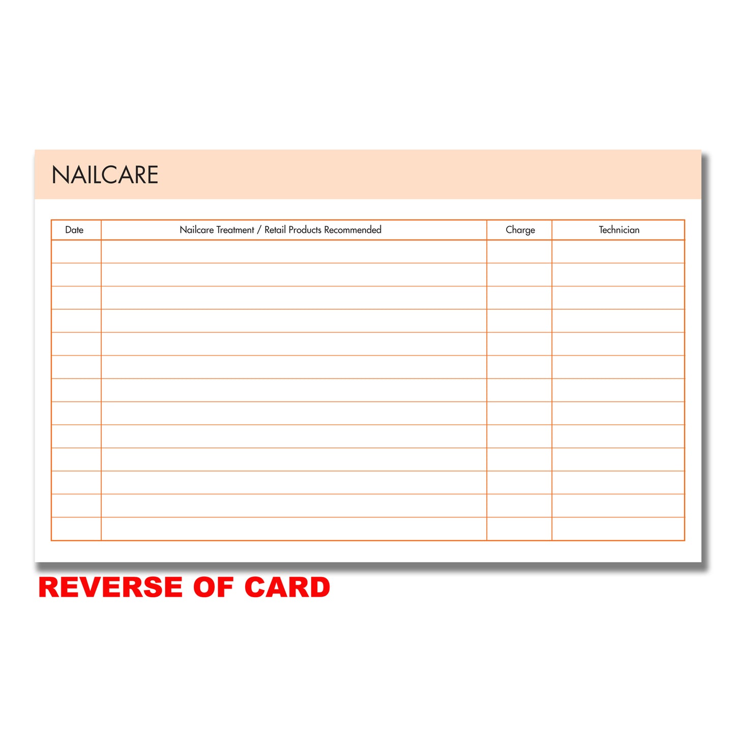 Nail Care Record Card Pad 202mm x 125mm 50pages 350gsm