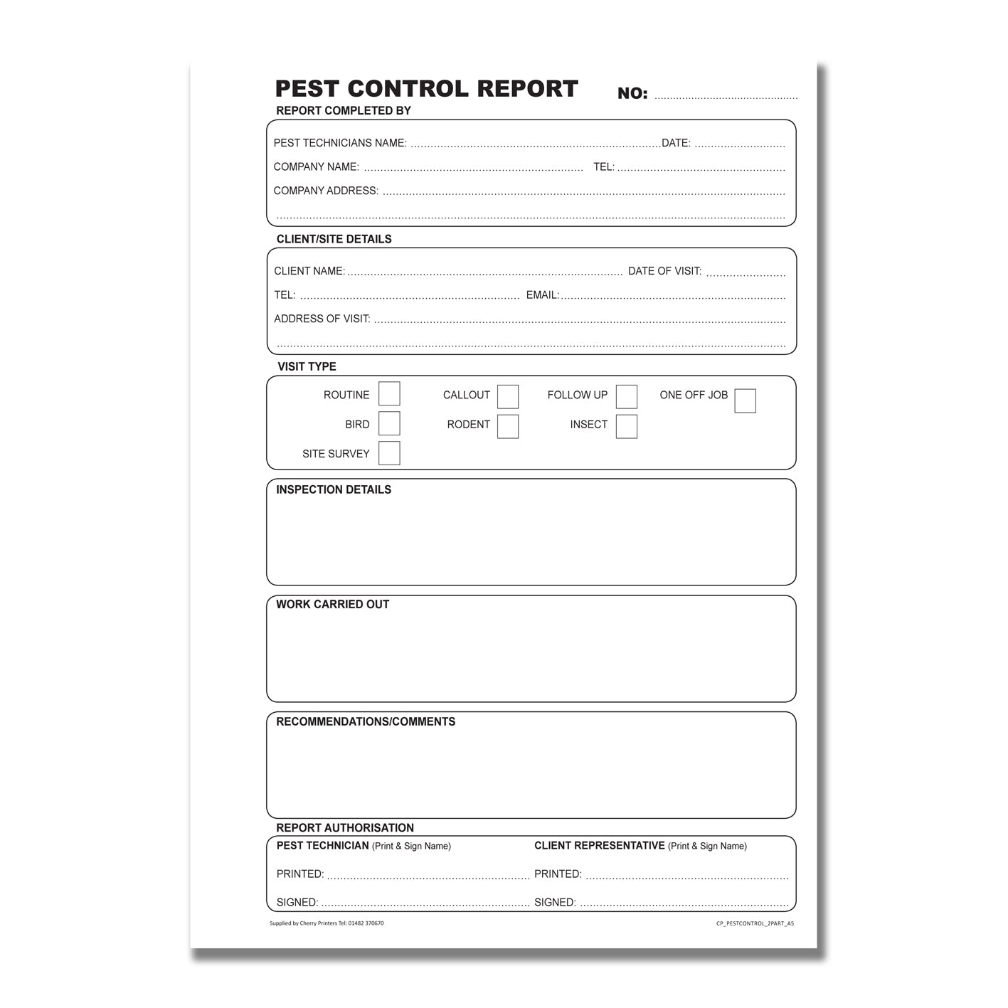 NCR Schädlingsbekämpfungsbericht Duplikatbuch A5
