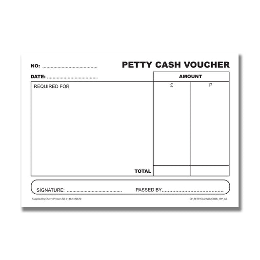 Petty Cash Voucher Pad A6 100pages 80gsm
