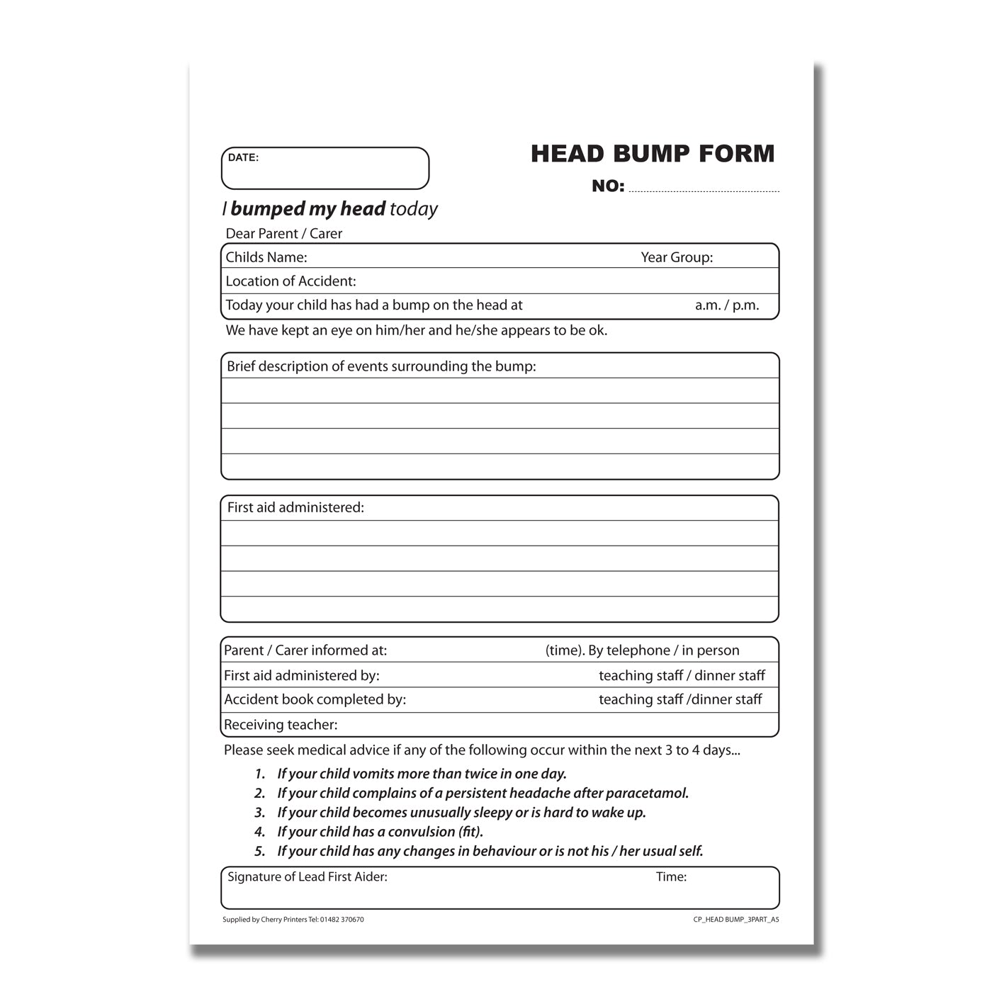 NCR Schule Kopf Bump Buch A5 dreifach