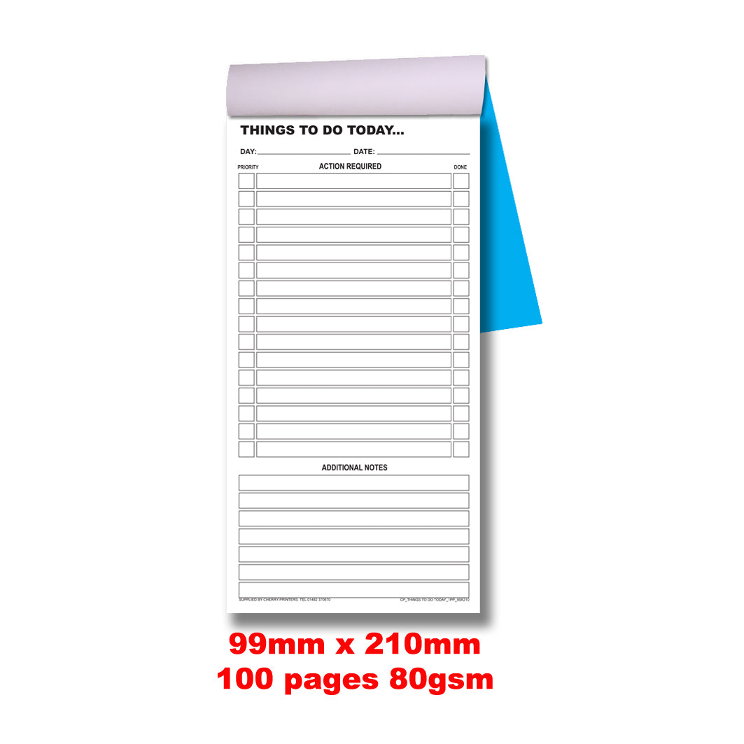 Things To Do Today Book 99mm x 210mm 100pages 80gsm