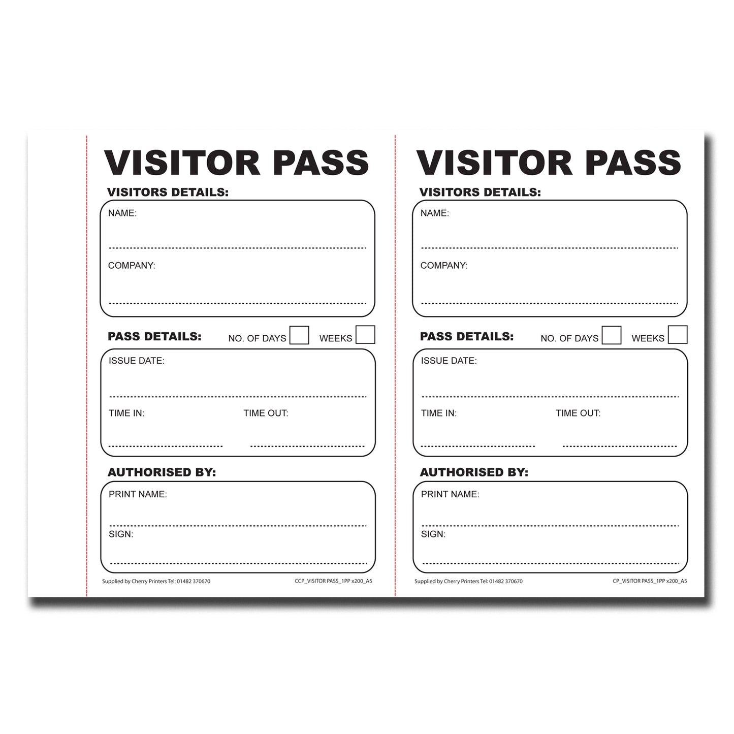 Besucherausweisbuch A5 100Seiten 80gsm 200 Ausweise pro Buch