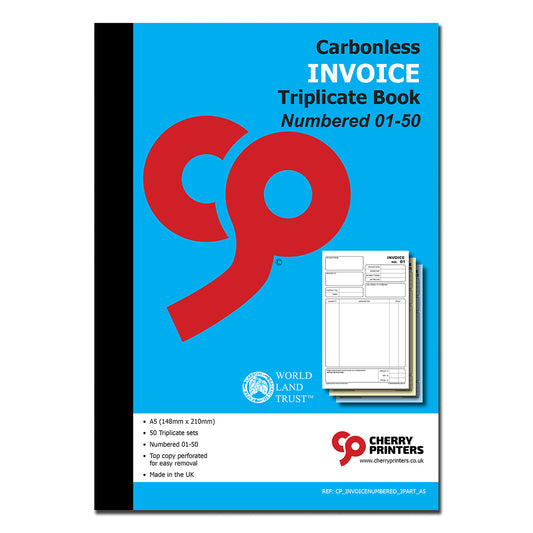 NCR Invoice Triplicate Book A5 Numbered 01-50