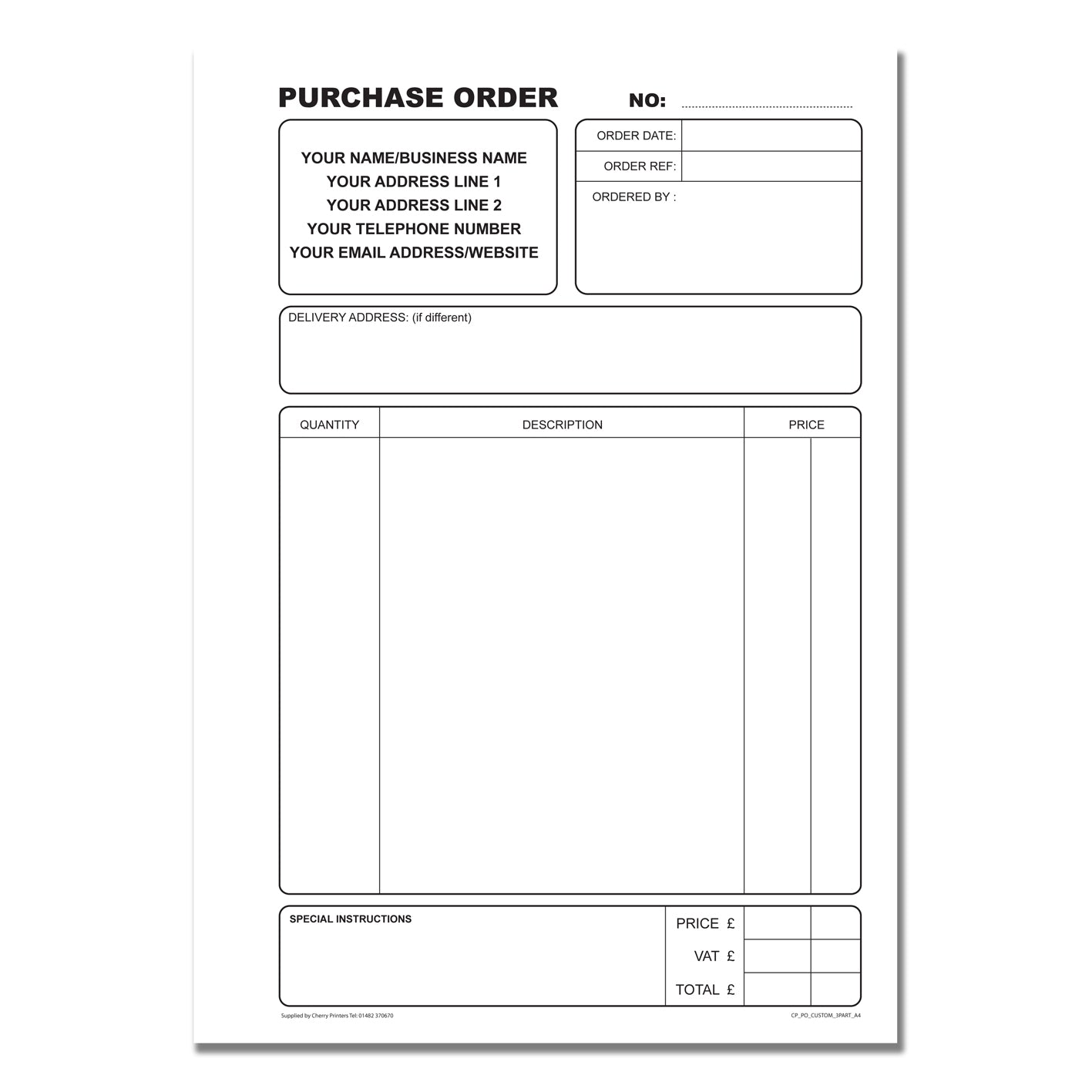 NCR *CUSTOM* Bestellung in dreifacher Ausfertigung Buch A4