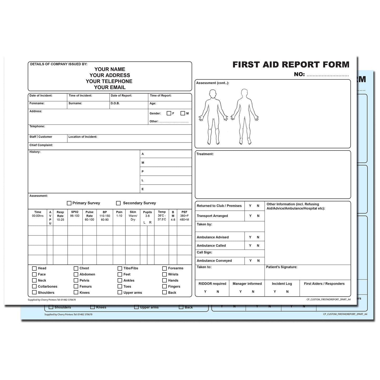 NCR *CUSTOM* First Aid Report Duplicate Book A4 | 2 Book Pack