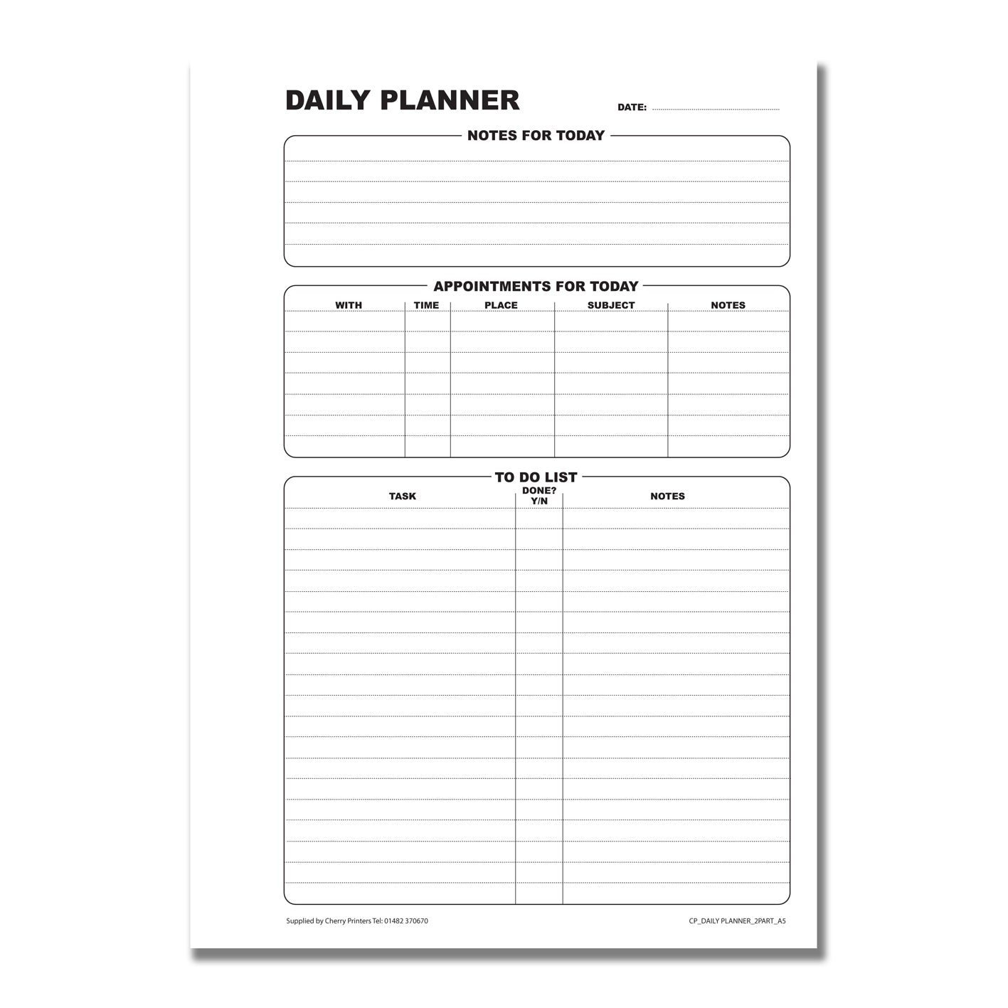NCR Daily Planner / Things To Do Duplicate Book A5