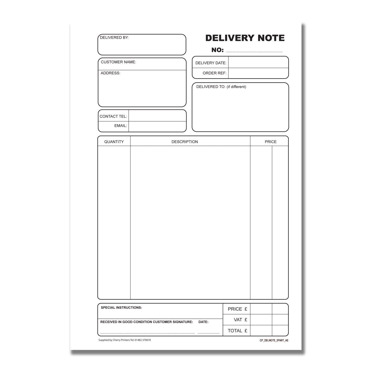 NCR Delivery Note Duplicate Book A5
