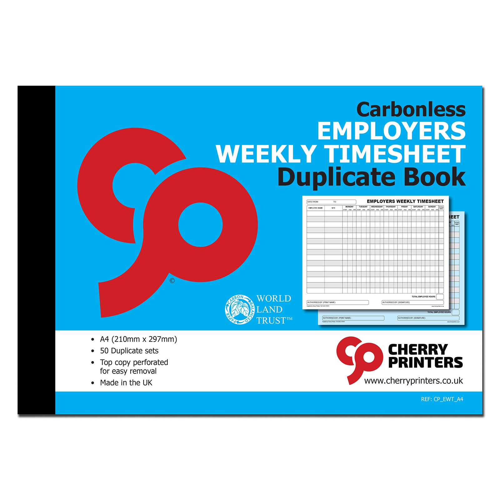 NCR Employers Weekly Timesheet Duplicate Book A4 – Cherry Printers UK