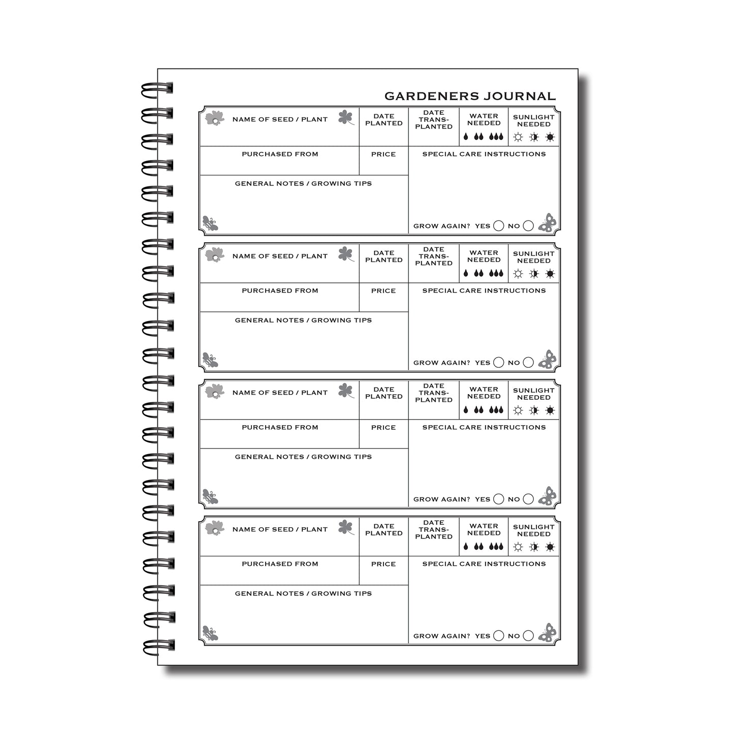 PERSONALISED Gardening Journal | Seed Planting Log | A5 (148mm x 210mm) | 50 double sided pages on 120gsm | Split Wirobound