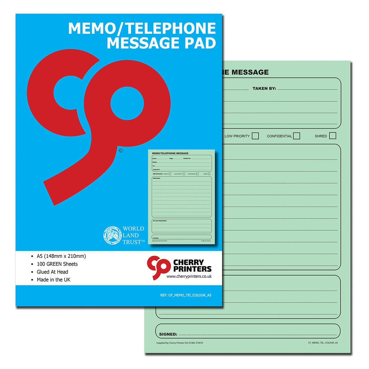 Coloured Memo Book / Telephone Message Pad A5 100pages 80gsm