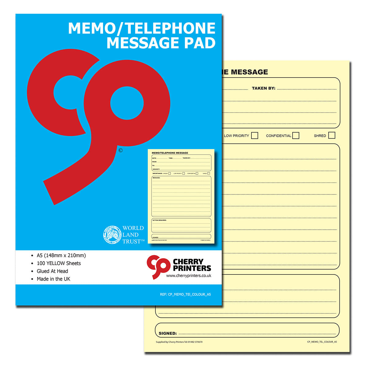 Coloured Memo Book / Telephone Message Pad A5 100pages 80gsm