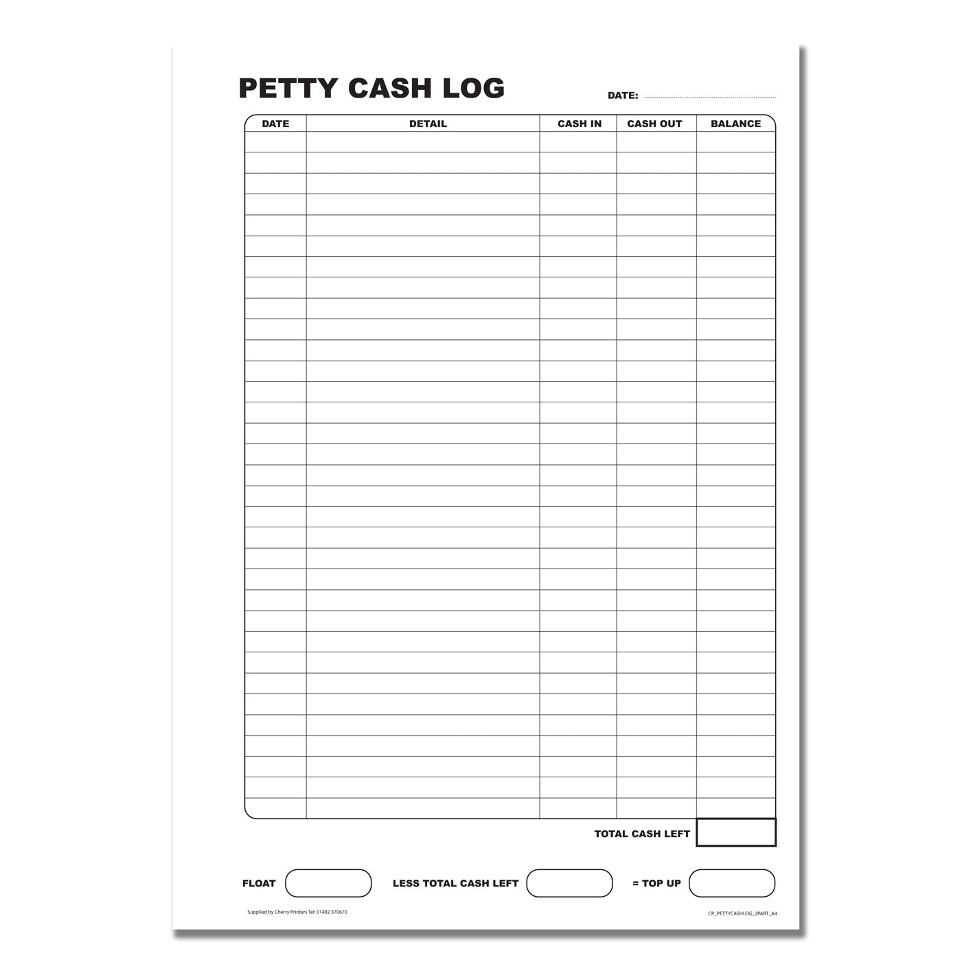 NCR Petty Cash Log Duplicate Book A4