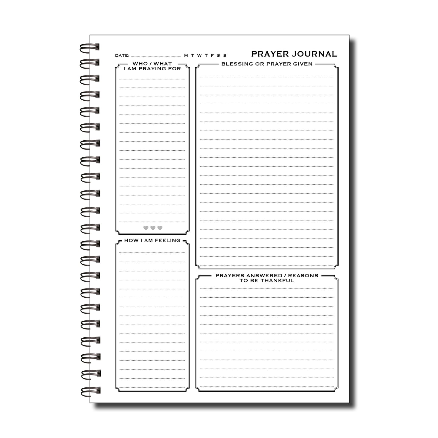 Prayer Journal | Notes | A5 (148mm x 210mm) | 50 double sided pages | Split Wirobound