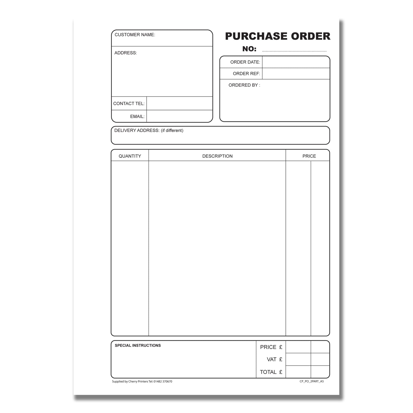 NCR Purchase Order Duplicate Book A5
