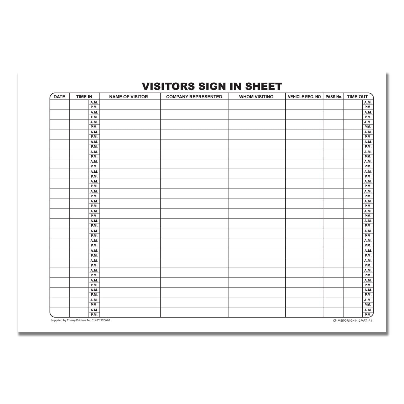 NCR Visitor Sign in Duplicate Book A4 50 sets