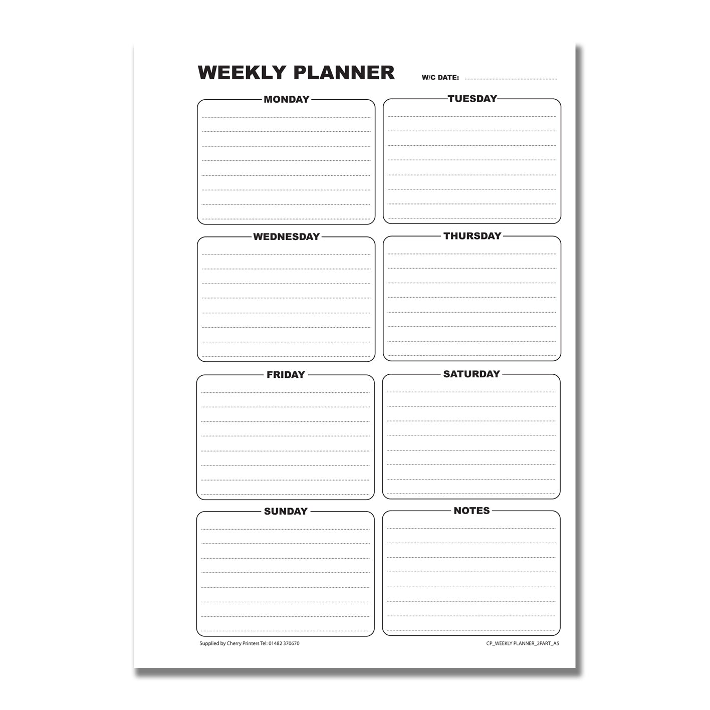 NCR Weekly Planner Book A5 Duplicate