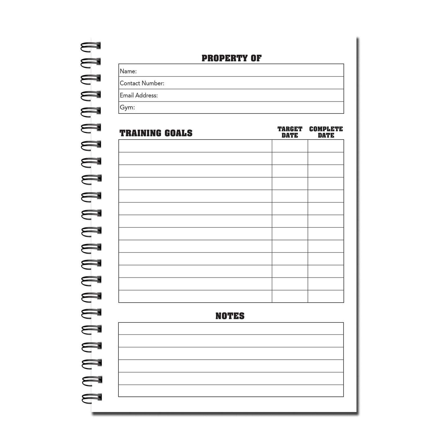 Weight Training & Workout Log Book | A5 (148mm x 210mm) | 52 double sided pages on 120gsm | Split Wirobound