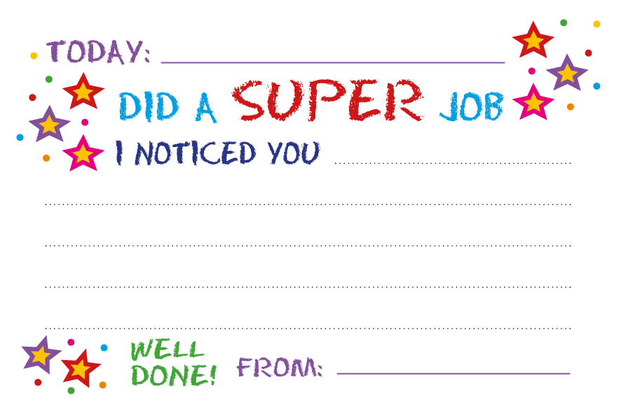 Incentive Cards for Teachers to Give to Students - 50 Cards per Pad - Size 150mm x 100mm