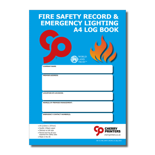 Fire Safety Record & Emergency Lighting Log Book | A4 | 48 Pages | 120gsm