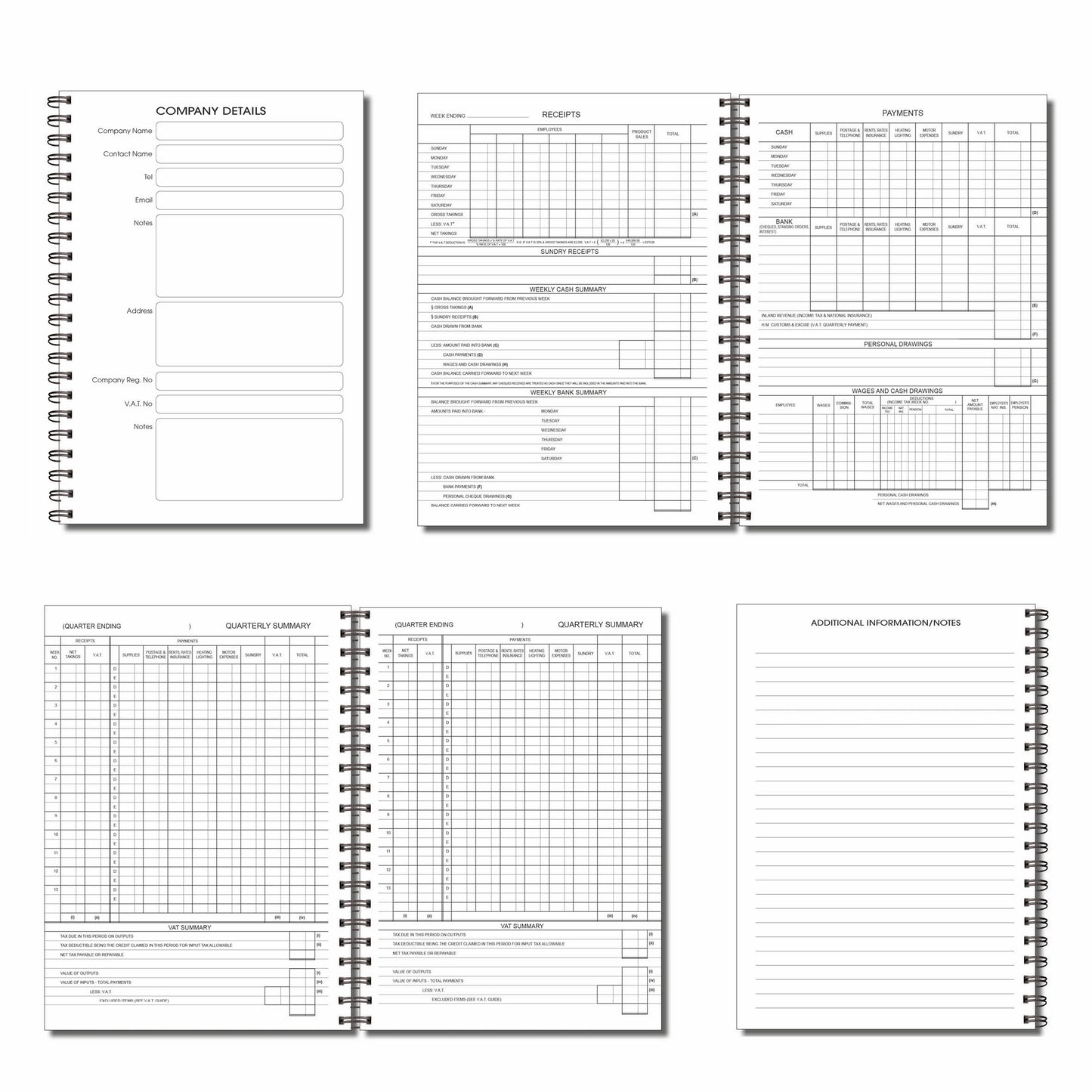 Accounting Book | 52 Weeks | Full Year | Undated |A4 -210mm x 297mm | 110 Pages | 120gsm Wirobound
