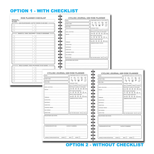 Cycling Journal & Ride Planner | A5 (148mm x 210mm) | 50 double sided pages on 120gsm | Split Wirobound