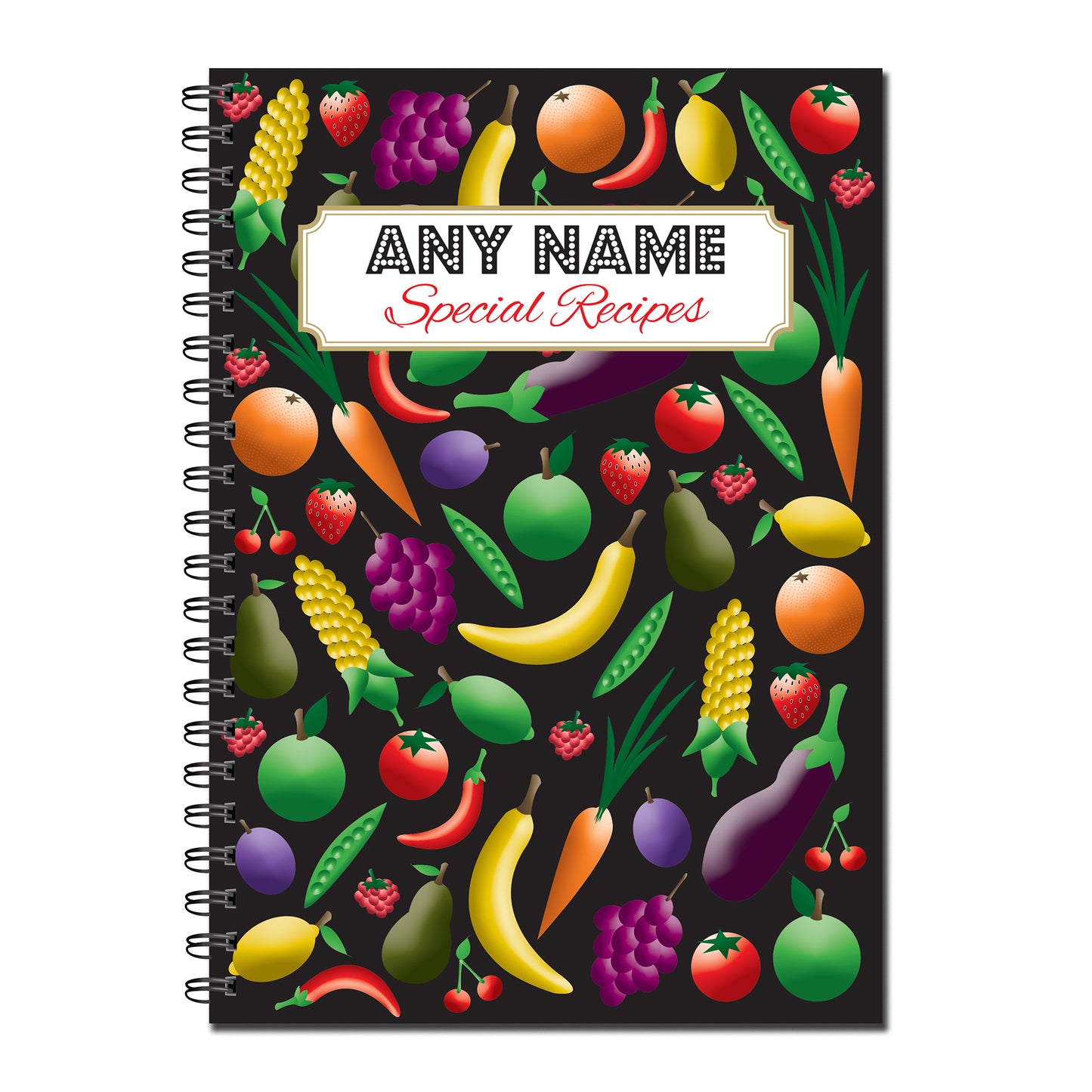 PERSONALISED Designer Special Recipes | 50 double sided pages | A5 148mm x 210mm | Quality 120gsm | Wirobound