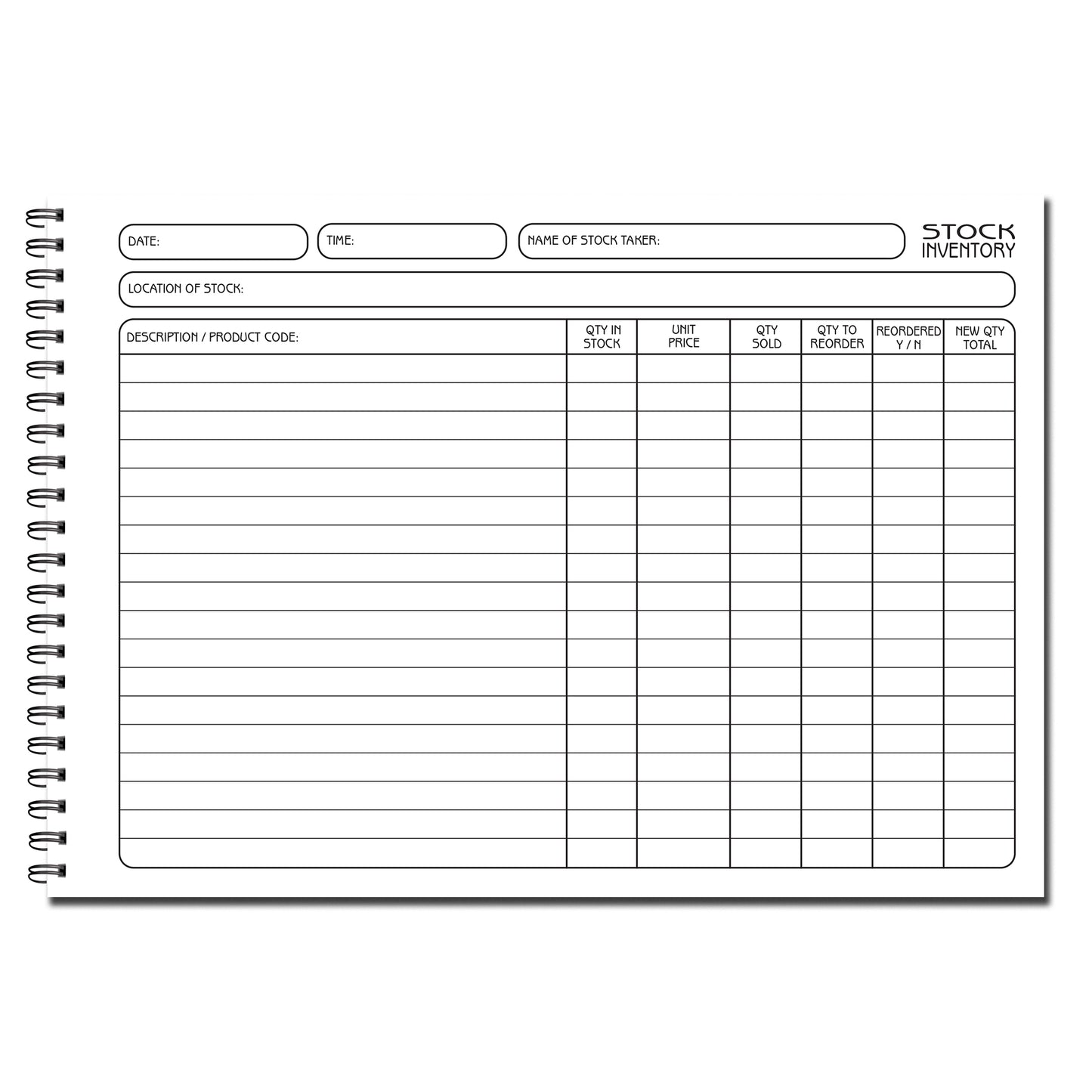 Designer Stock & Sales Report Journal | Stock Inventory | Sales Report Log | A5 wiro book | 50 pages printed to both sides on quality 120gsm