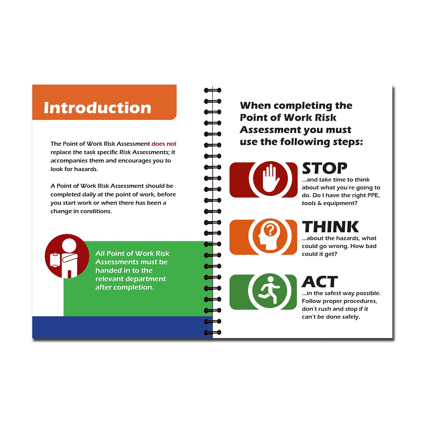 Point of Work Risk Report/Assessment Book | POWRA | A6 105mm x 148mm | 50 perforated pages | Wirobound