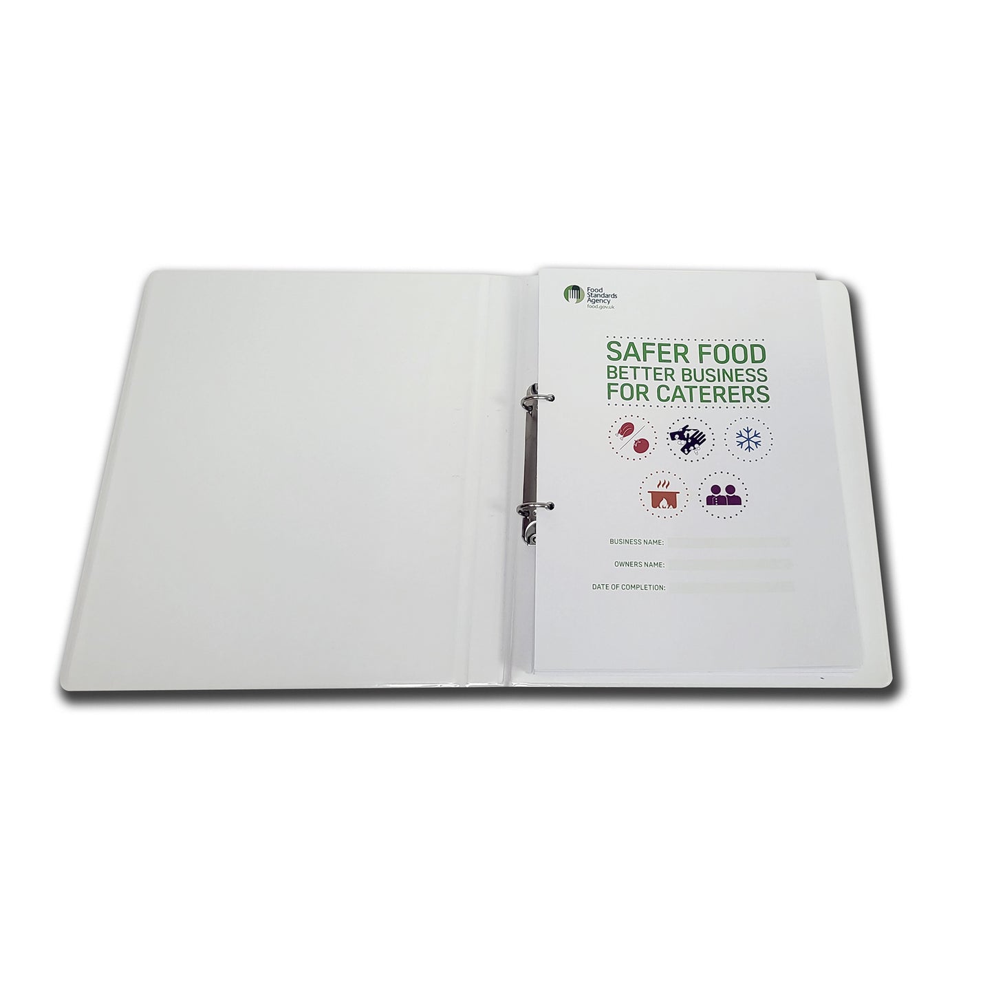 Safer Food Better Business For Caterers BINDER with Caterers Info Pack | 52 week Diary | 52 week Food Temperature Record | Allergy Posters | Allergen chart