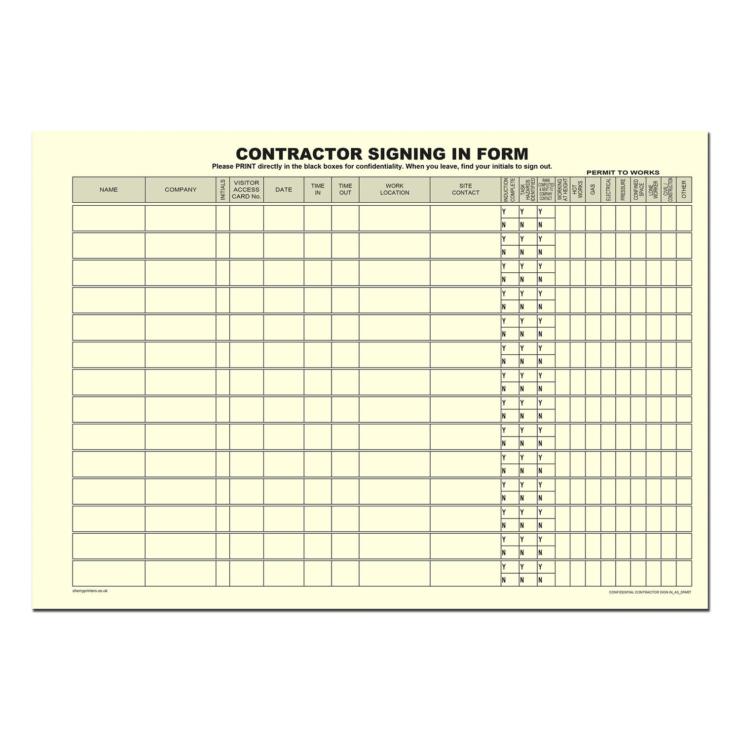 Border Contractor File NCR Confidential Contractors Sign in Duplicate Wiro Book A4 50 sets GD ...