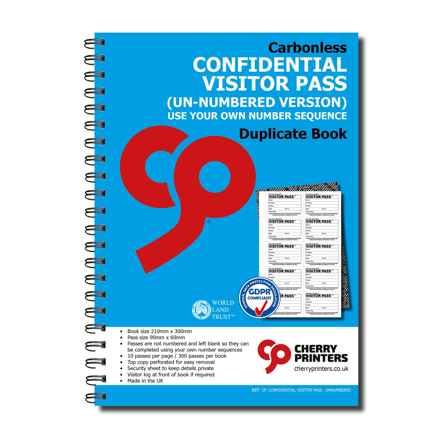 NCR Confidential Visitor Pass UN-NUMBERED 90mm x 60mm Duplicate Book 300 Passes GDPR (Copy)