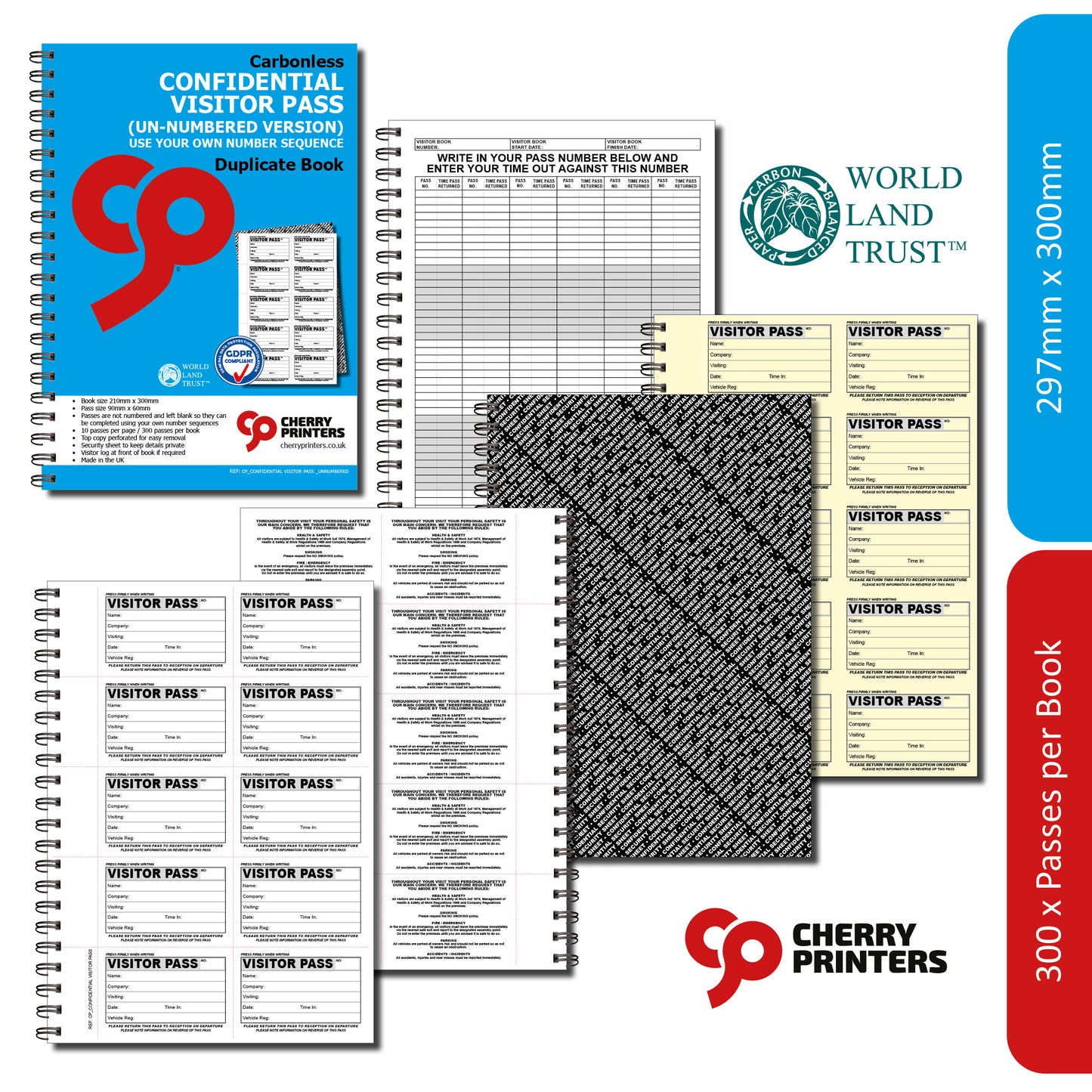 NCR Confidential Visitor Pass UN-NUMBERED 90mm x 60mm Duplicate Book 300 Passes GDPR (Copy)